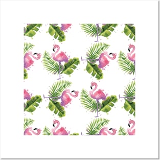 Colorful Pink Flamingos Pattern Posters and Art